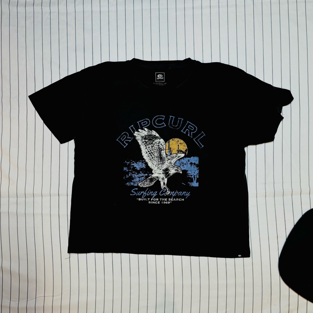 Rip Curl Black Tee with Eagle Graphic